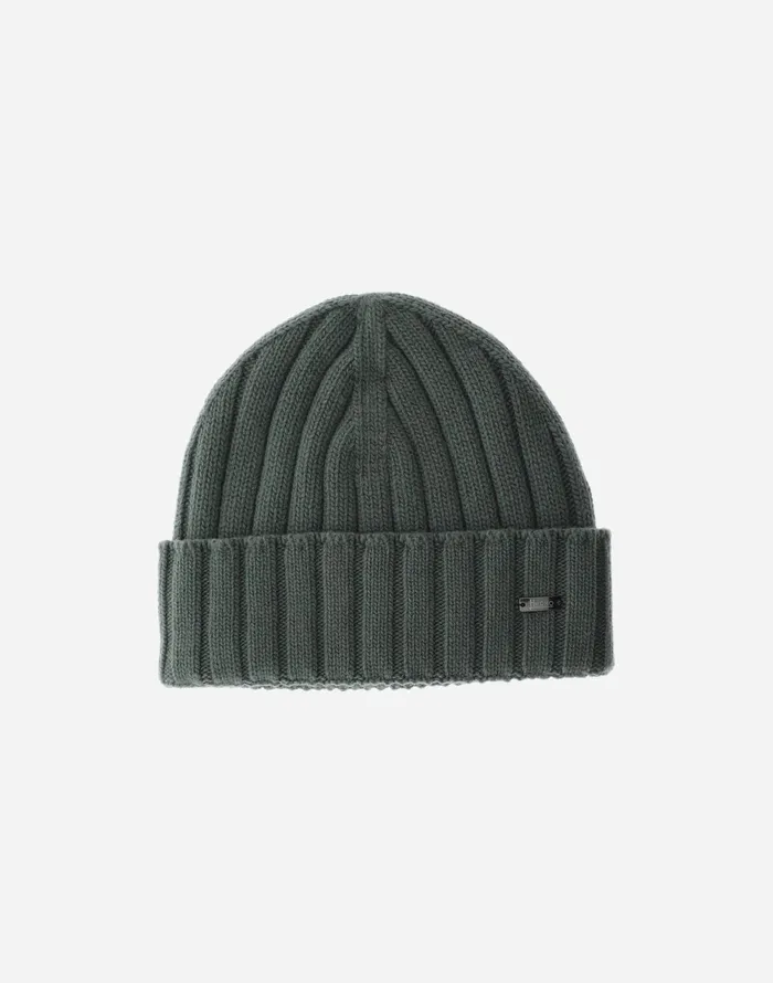 Herno RESORT BEANIE IN INFINITY WOOL RIB Olive Green Men Hats