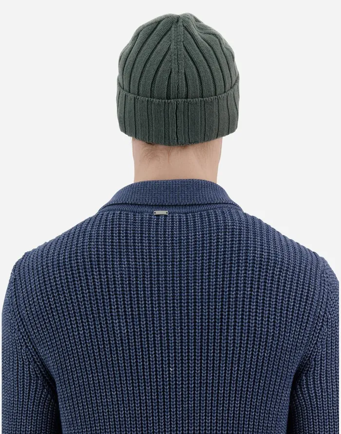 Herno RESORT BEANIE IN INFINITY WOOL RIB Olive Green Men Hats
