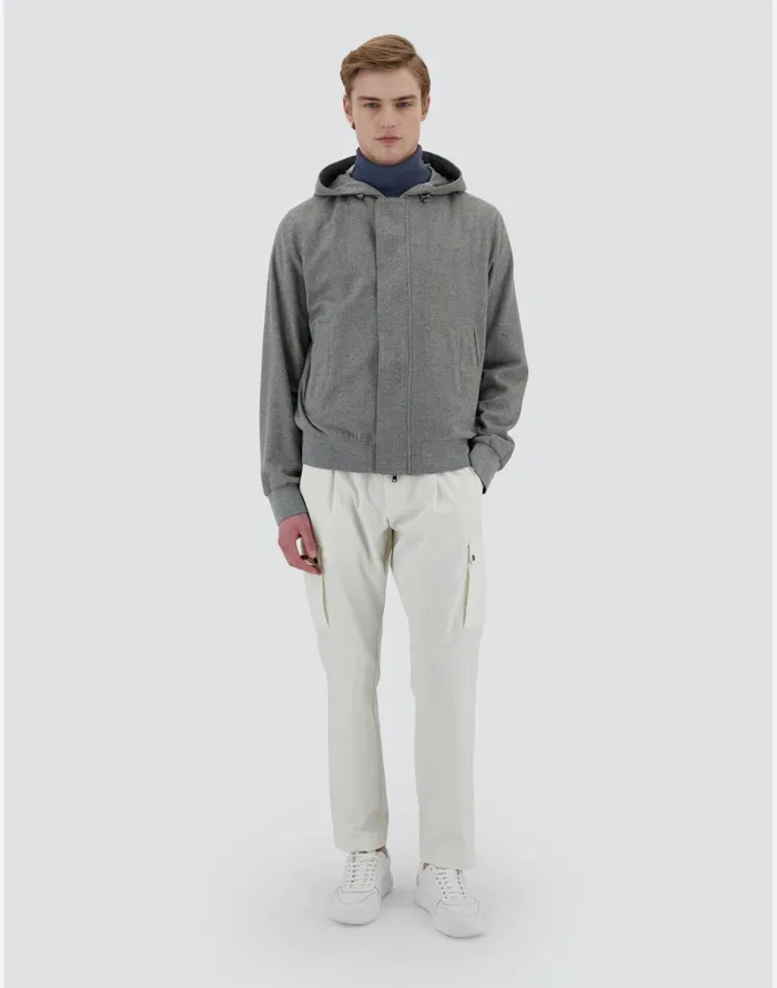 Herno RESORT BOMBER JACKET IN CASHMERE Light Grey Men Sweatshirts and Bomber