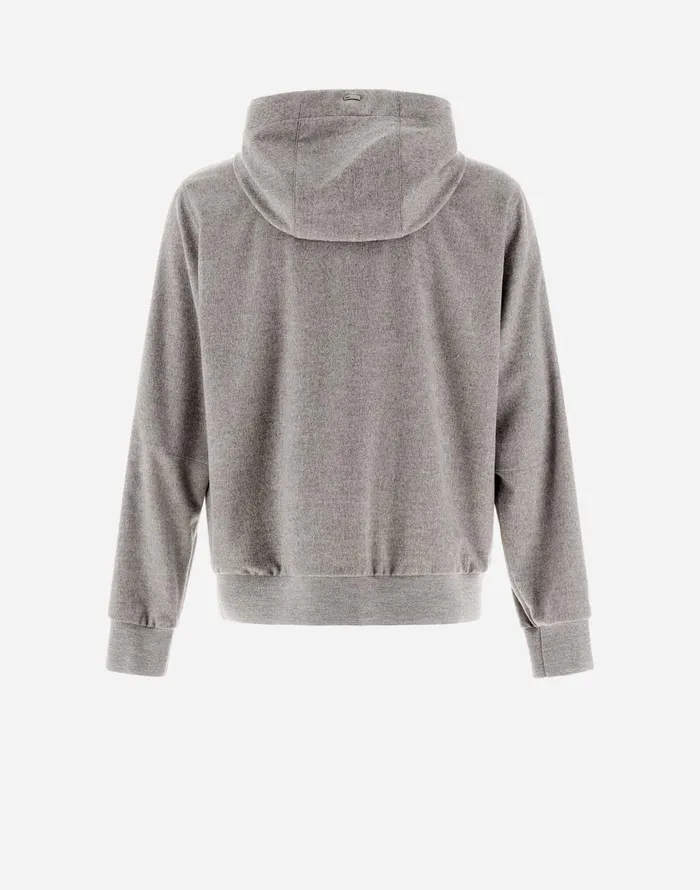 Herno RESORT BOMBER JACKET IN CASHMERE Light Grey Men Sweatshirts and Bomber