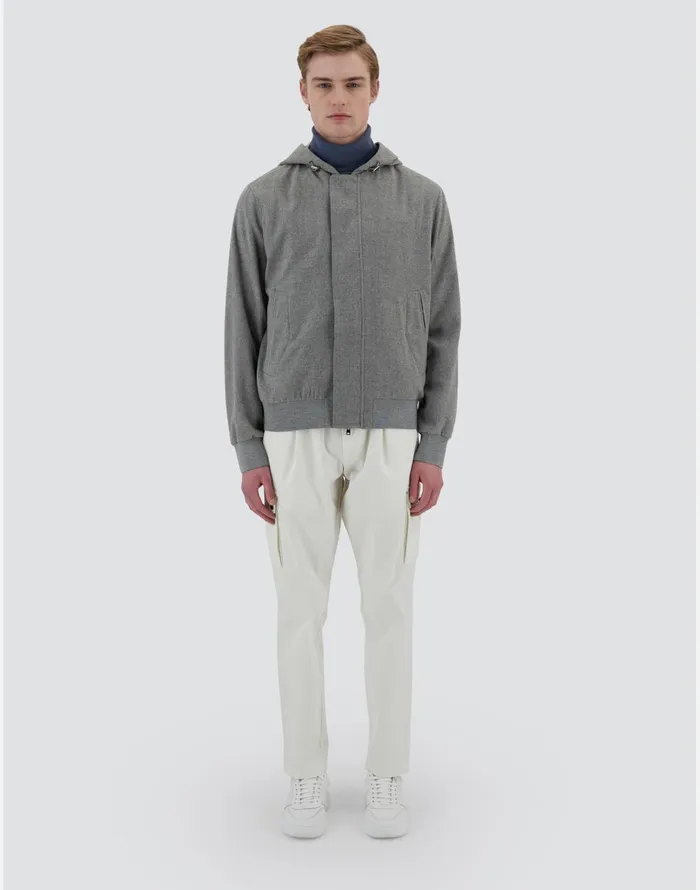 Herno RESORT BOMBER JACKET IN CASHMERE Light Grey Men Sweatshirts and Bomber