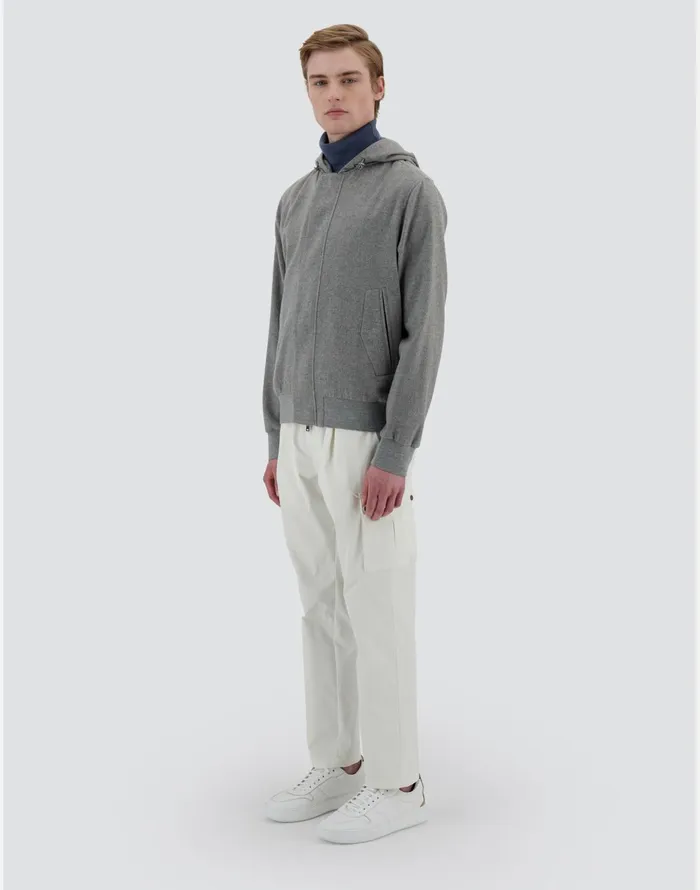 Herno RESORT BOMBER JACKET IN CASHMERE Light Grey Men Sweatshirts and Bomber