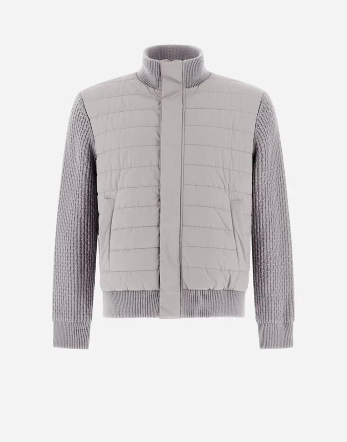Herno RESORT BOMBER JACKET IN LIGHT NYLON STRETCH and KNIT Light Grey Men Bomber