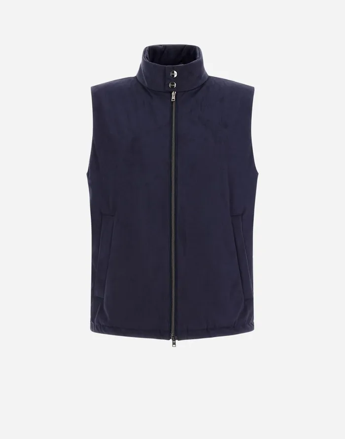 Herno RESORT GILET IN SUEDE EFFECT Resort Blue Men Vests