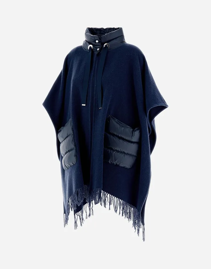 Herno RESORT PONCHO IN WARMY and NYLON ULTRALIGHT Navy Blue Women AShape