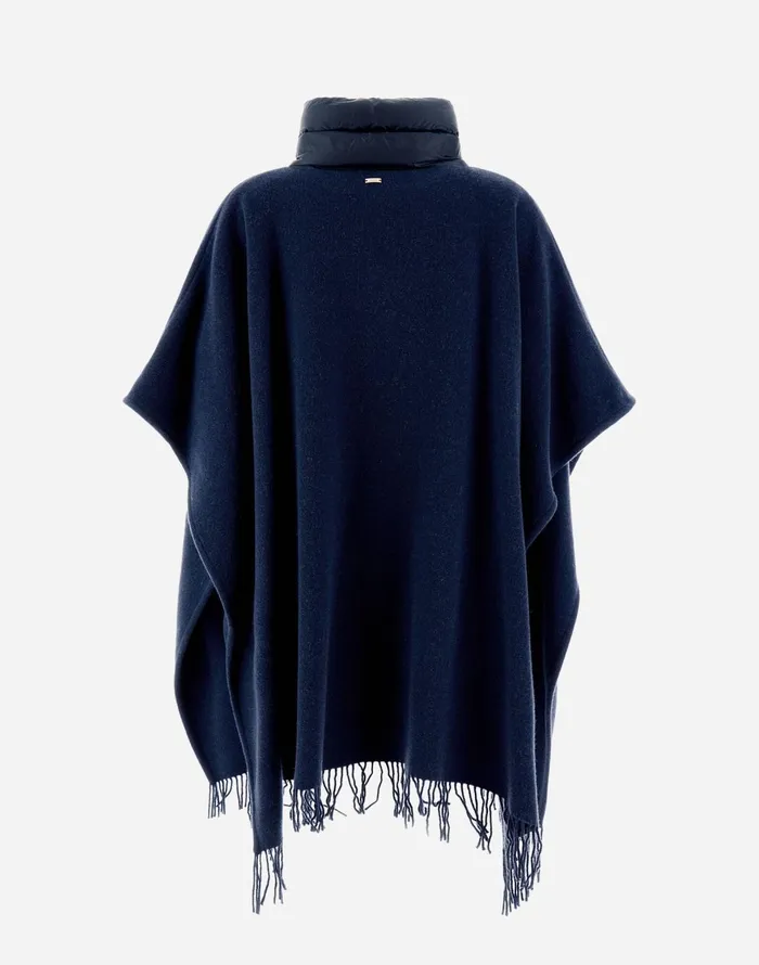 Herno RESORT PONCHO IN WARMY and NYLON ULTRALIGHT Navy Blue Women AShape