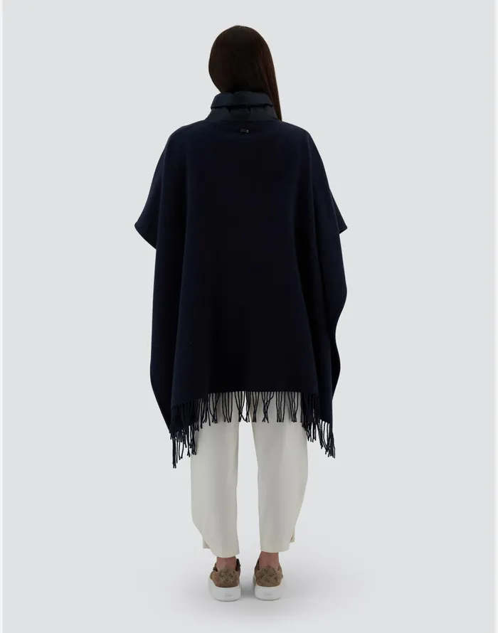 Herno RESORT PONCHO IN WARMY and NYLON ULTRALIGHT Navy Blue Women AShape