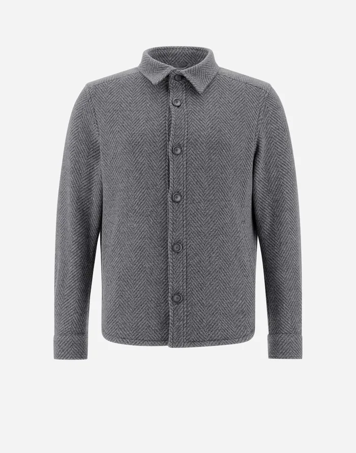 Herno RESORT SHIRT IN DAMASCO Light Grey Men Shackets