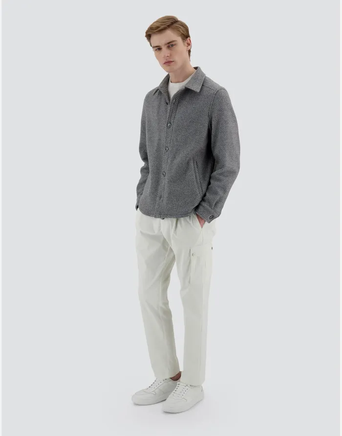 Herno RESORT SHIRT IN DAMASCO Light Grey Men Shackets