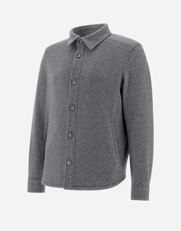 Herno RESORT SHIRT IN DAMASCO Light Grey Men Shackets