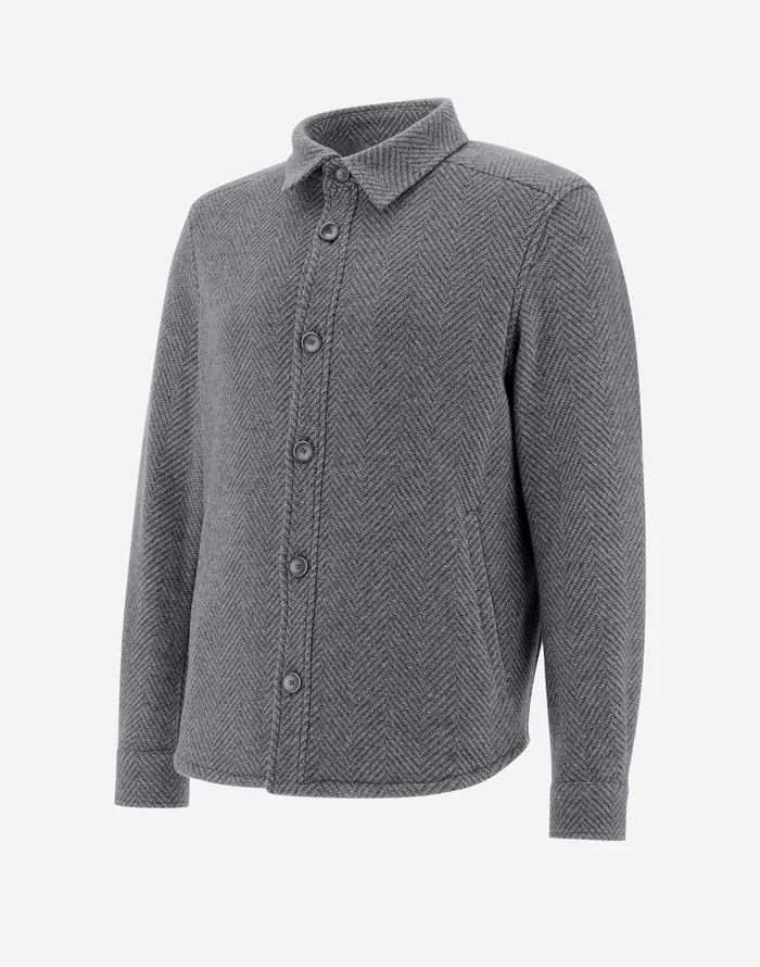 Herno RESORT SHIRT IN DAMASCO Light Grey Men Shackets