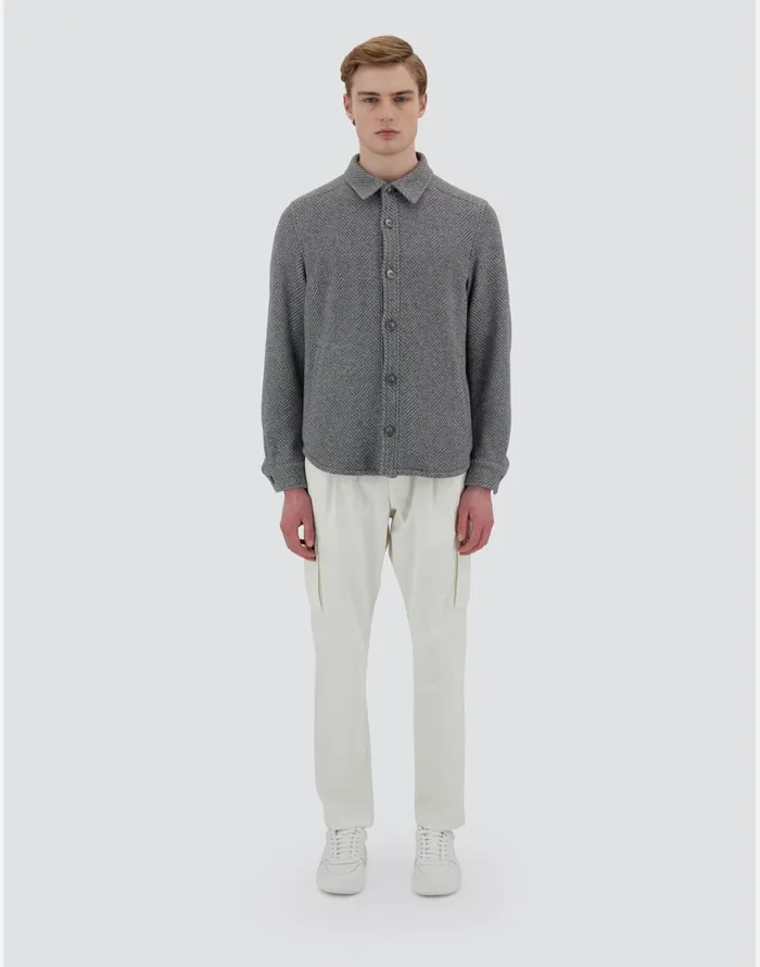 Herno RESORT SHIRT IN DAMASCO Light Grey Men Shackets
