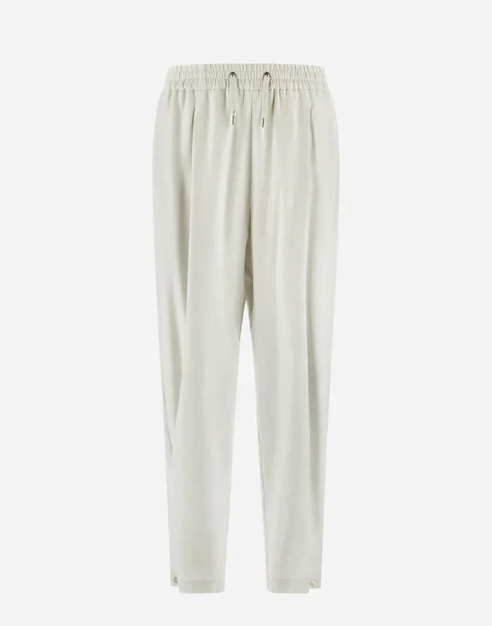 Herno RESORT TROUSERS IN CASHMERE SILK Ivory Women Trousers