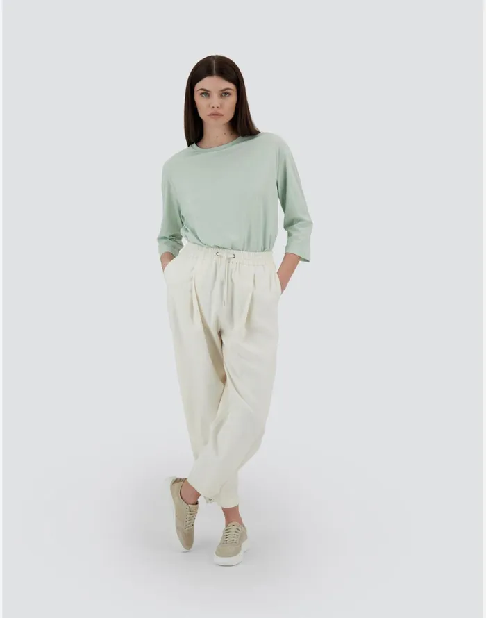 Herno RESORT TROUSERS IN CASHMERE SILK Ivory Women Trousers