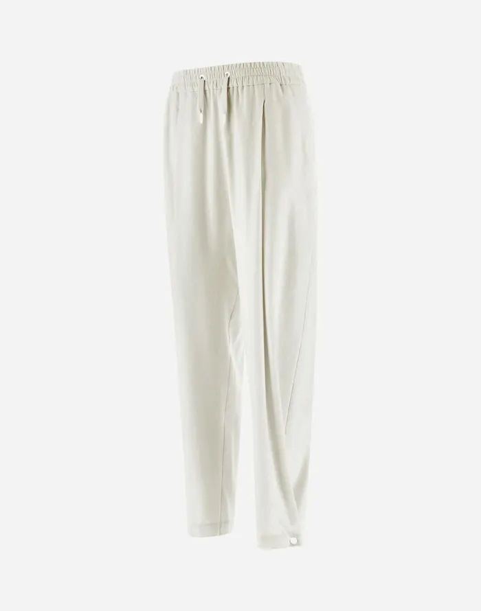 Herno RESORT TROUSERS IN CASHMERE SILK Ivory Women Trousers