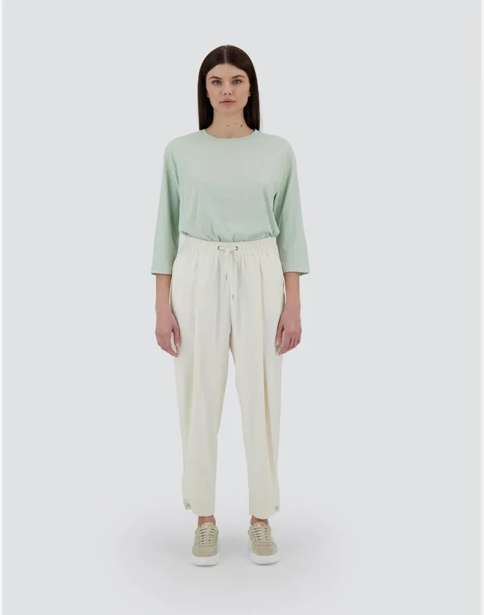 Herno RESORT TROUSERS IN CASHMERE SILK Ivory Women Trousers