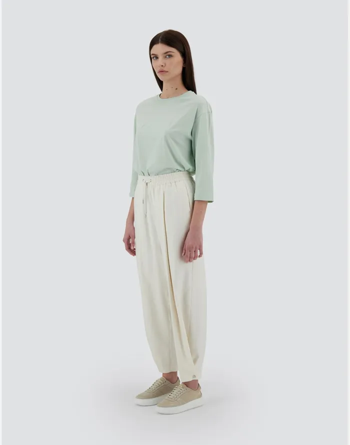 Herno RESORT TROUSERS IN CASHMERE SILK Ivory Women Trousers