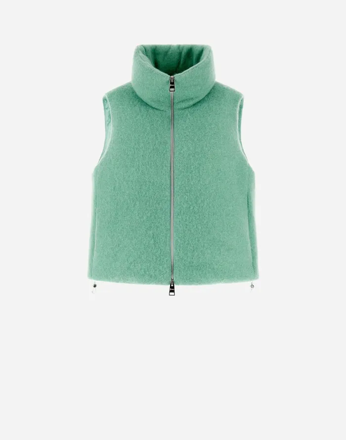 Herno RESORT WAISTCOAT IN MESH CLOUD Pastel Green Women Vests