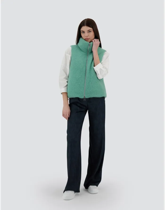 Herno RESORT WAISTCOAT IN MESH CLOUD Pastel Green Women Vests