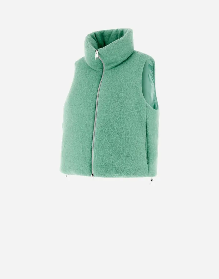 Herno RESORT WAISTCOAT IN MESH CLOUD Pastel Green Women Vests