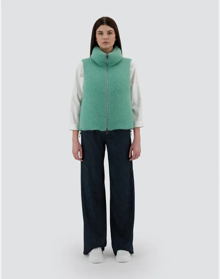 Herno RESORT WAISTCOAT IN MESH CLOUD Pastel Green Women Vests