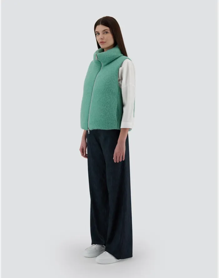 Herno RESORT WAISTCOAT IN MESH CLOUD Pastel Green Women Vests