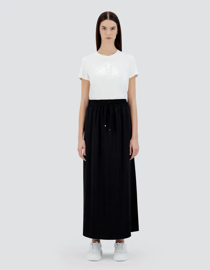 Herno SATIN SKIRT Black Women Skirts and Dresses