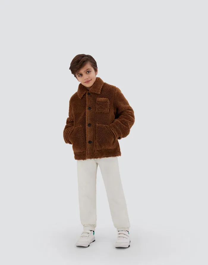 Herno SHIRT IN ECO FUR Camel Kids Clothing