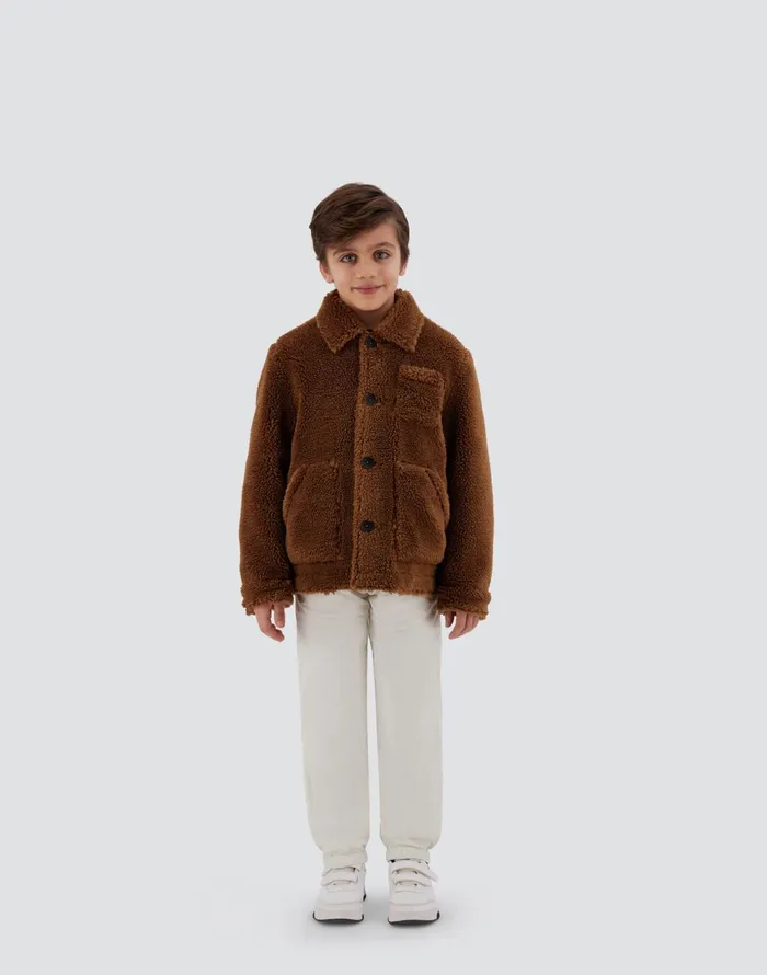 Herno SHIRT IN ECO FUR Camel Kids Clothing