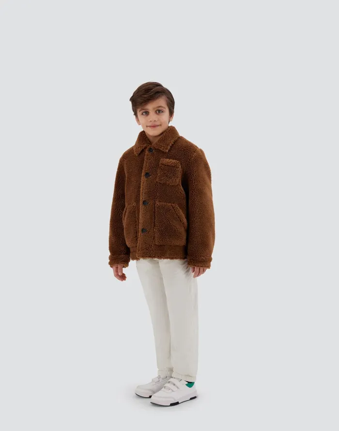 Herno SHIRT IN ECO FUR Camel Kids Clothing