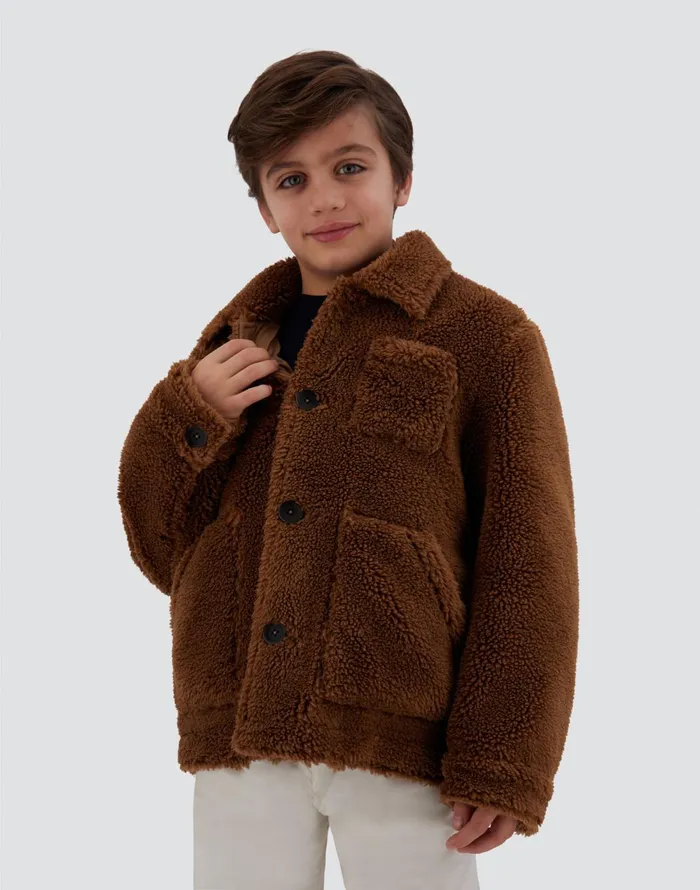 Herno SHIRT IN ECO FUR Camel Kids Clothing