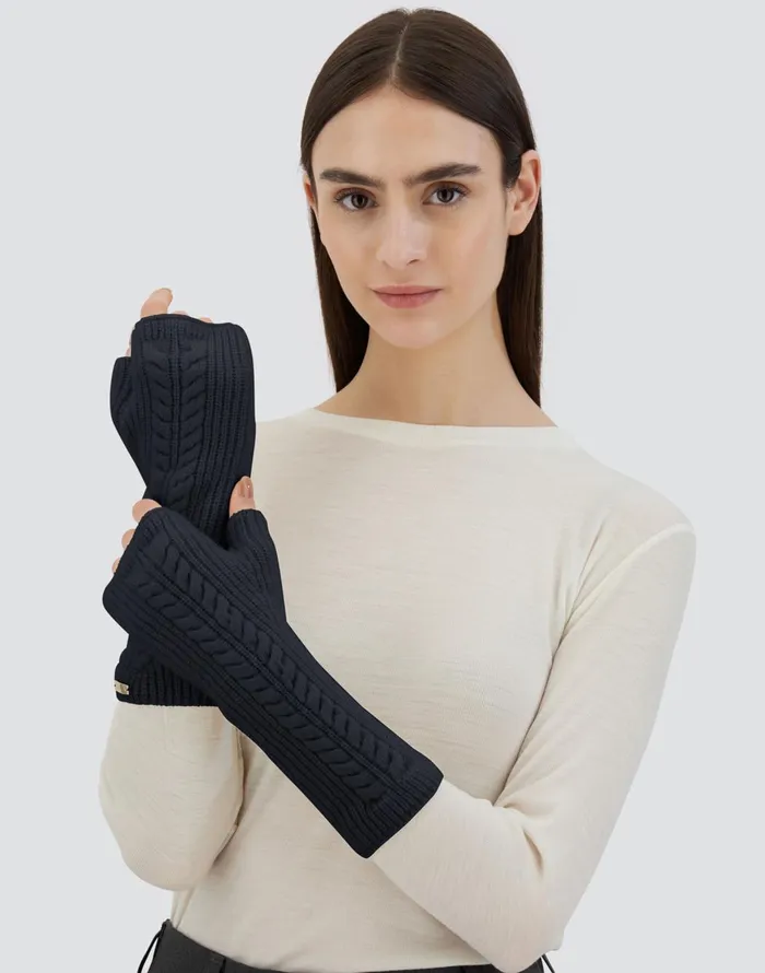 Herno SLEEVES IN COMFY INFINITY Navy Blue Women Sleeves and Gloves