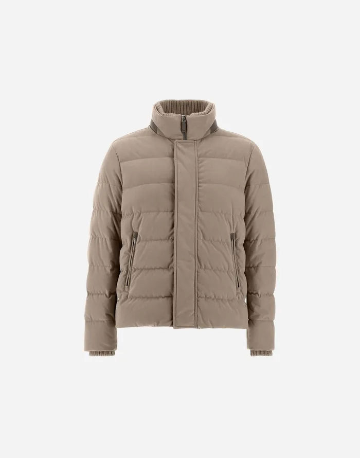 Herno SUEDE EFFECT BOMBER JACKET Dove Grey Men Parka and Jackets