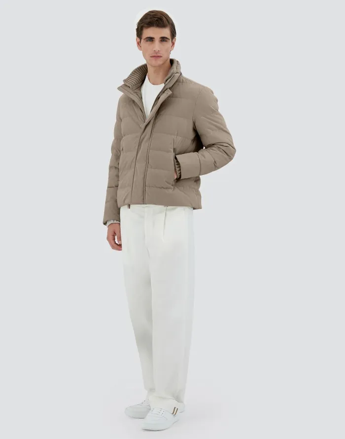 Herno SUEDE EFFECT BOMBER JACKET Dove Grey Men Parka and Jackets