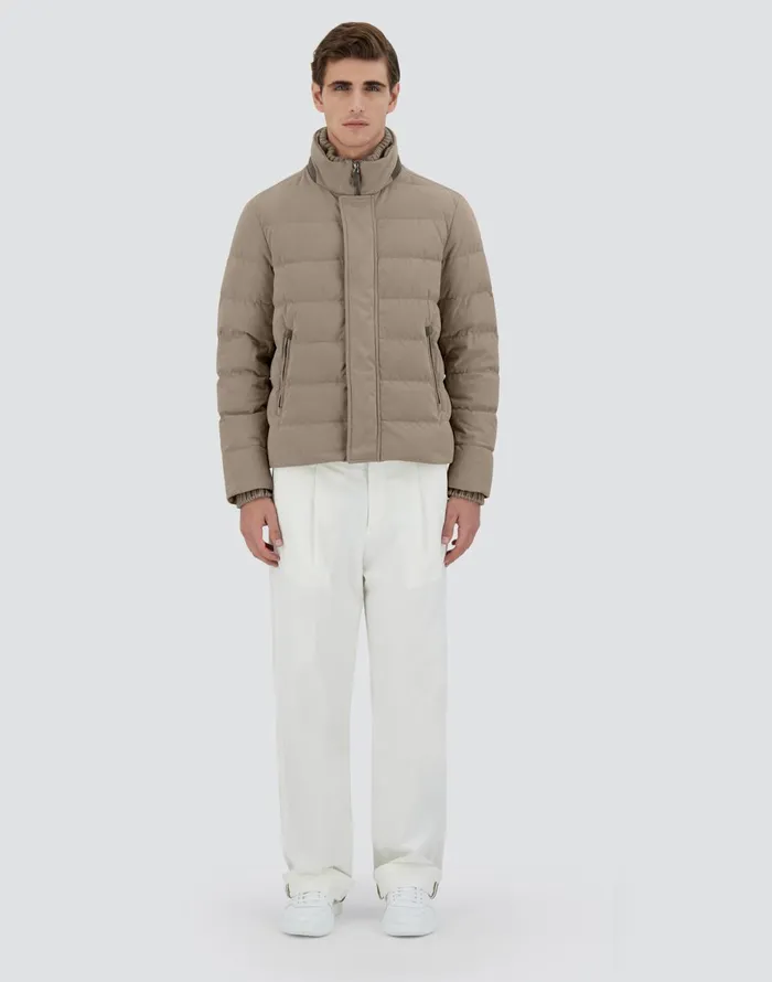 Herno SUEDE EFFECT BOMBER JACKET Dove Grey Men Parka and Jackets