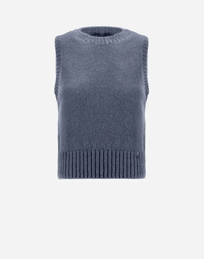 Herno VEST IN PLAINALPACA WOOL Light Blue Women Knitwear