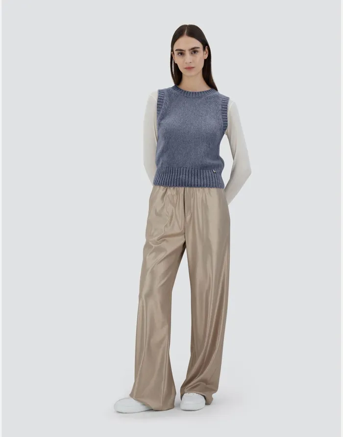 Herno VEST IN PLAINALPACA WOOL Light Blue Women Knitwear