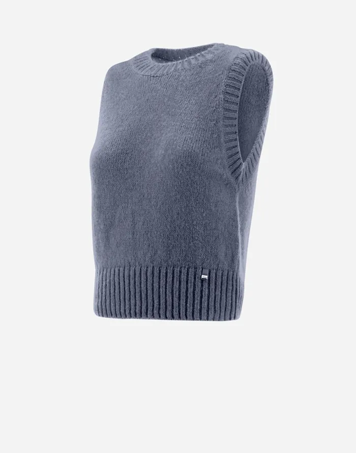 Herno VEST IN PLAINALPACA WOOL Light Blue Women Knitwear