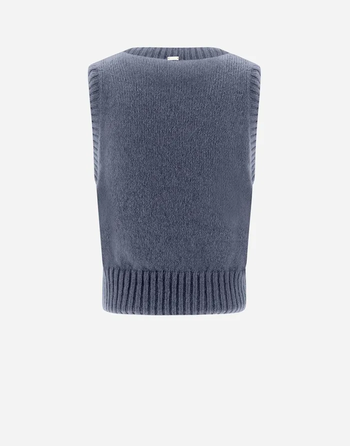 Herno VEST IN PLAINALPACA WOOL Light Blue Women Knitwear