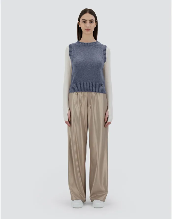 Herno VEST IN PLAINALPACA WOOL Light Blue Women Knitwear