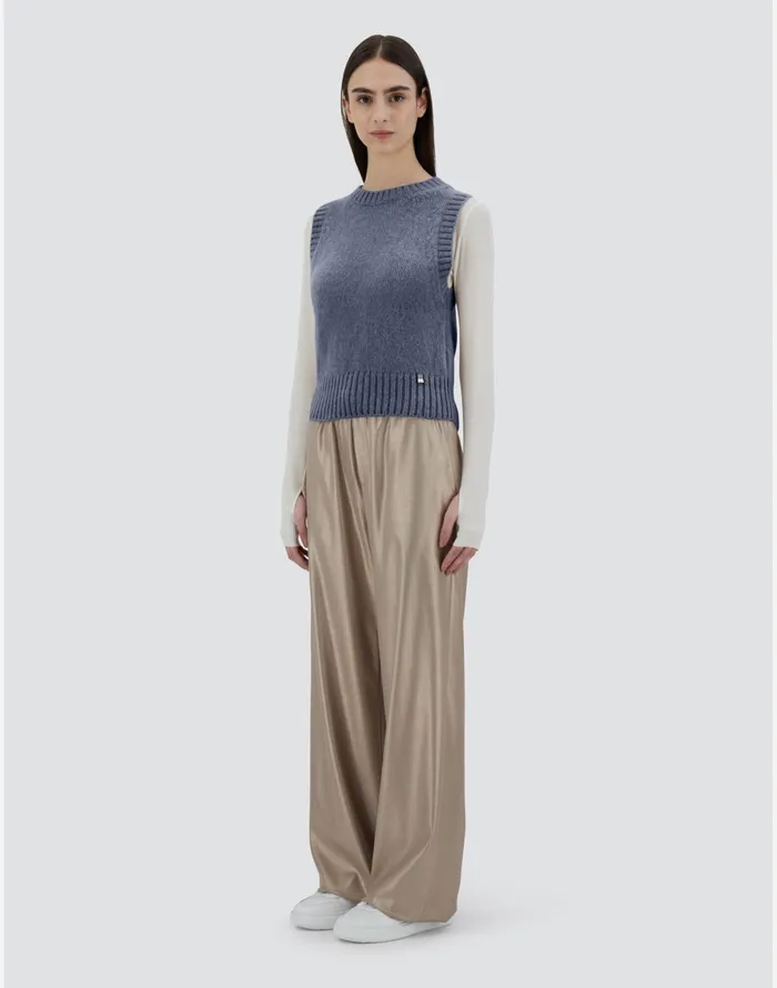 Herno VEST IN PLAINALPACA WOOL Light Blue Women Knitwear