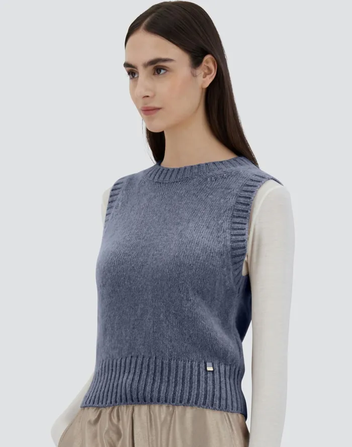 Herno VEST IN PLAINALPACA WOOL Light Blue Women Knitwear