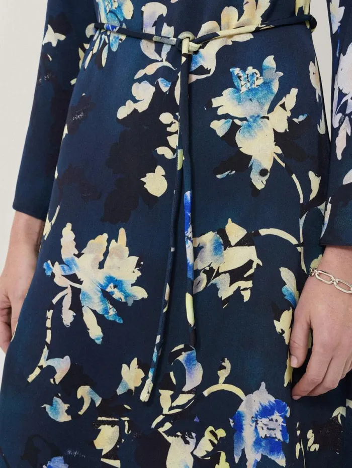 Hidden Floral Satin Dress Navy Women Jigsaw Dresses and Jumpsuits