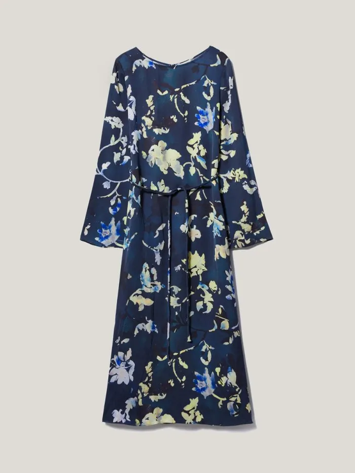 Hidden Floral Satin Dress Navy Women Jigsaw Dresses and Jumpsuits