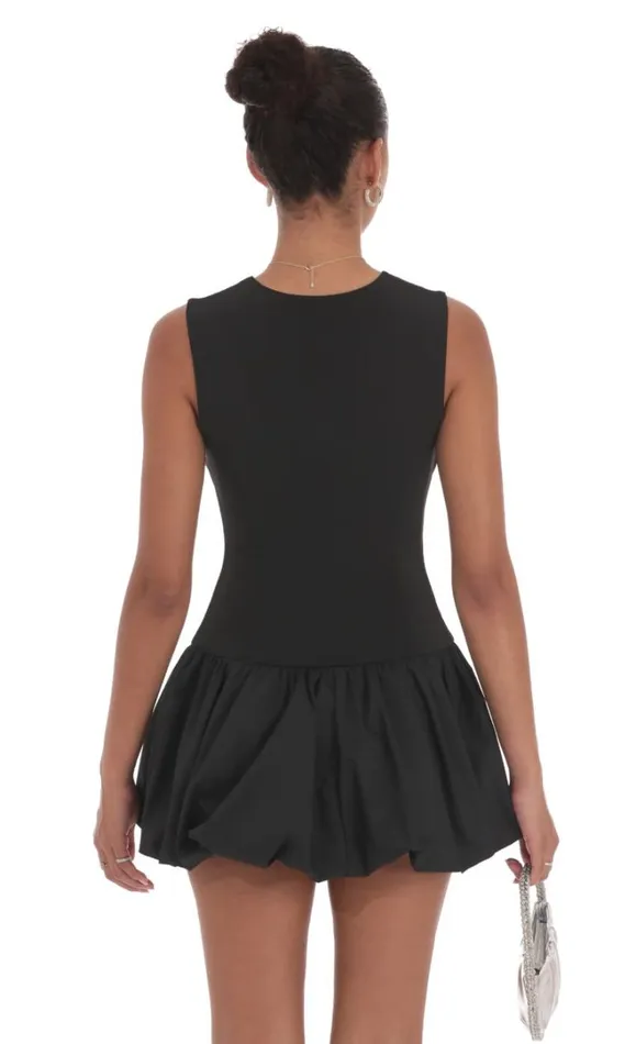 High Neck Bubble Dress Black Women LUCY IN THE SKY Mini Dresses High Neck Bubble Dress Black Women LUCY IN THE SKY Mini Dresses