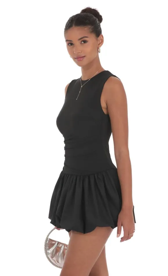 High Neck Bubble Dress Black Women LUCY IN THE SKY Mini Dresses High Neck Bubble Dress Black Women LUCY IN THE SKY Mini Dresses