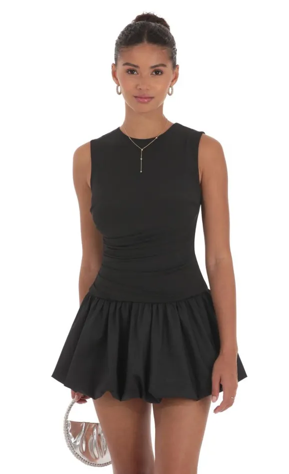 High Neck Bubble Dress Black Women LUCY IN THE SKY Mini Dresses High Neck Bubble Dress Black Women LUCY IN THE SKY Mini Dresses