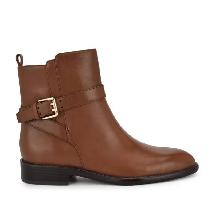Hoken Ankle Booties Brown Leather Women Nine West Boots and Booties