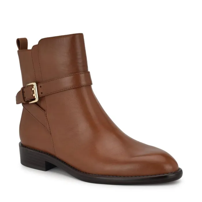 Hoken Ankle Booties Brown Leather Women Nine West Boots and Booties