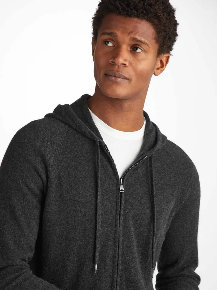 Hooded Tops Men Derek Rose Hoodie Finley Cashmere Charcoal